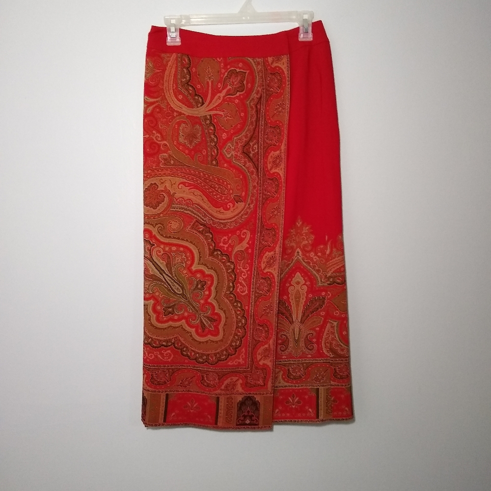 Talbot's Women's size 4p Red Wrap Skirt Ethnic